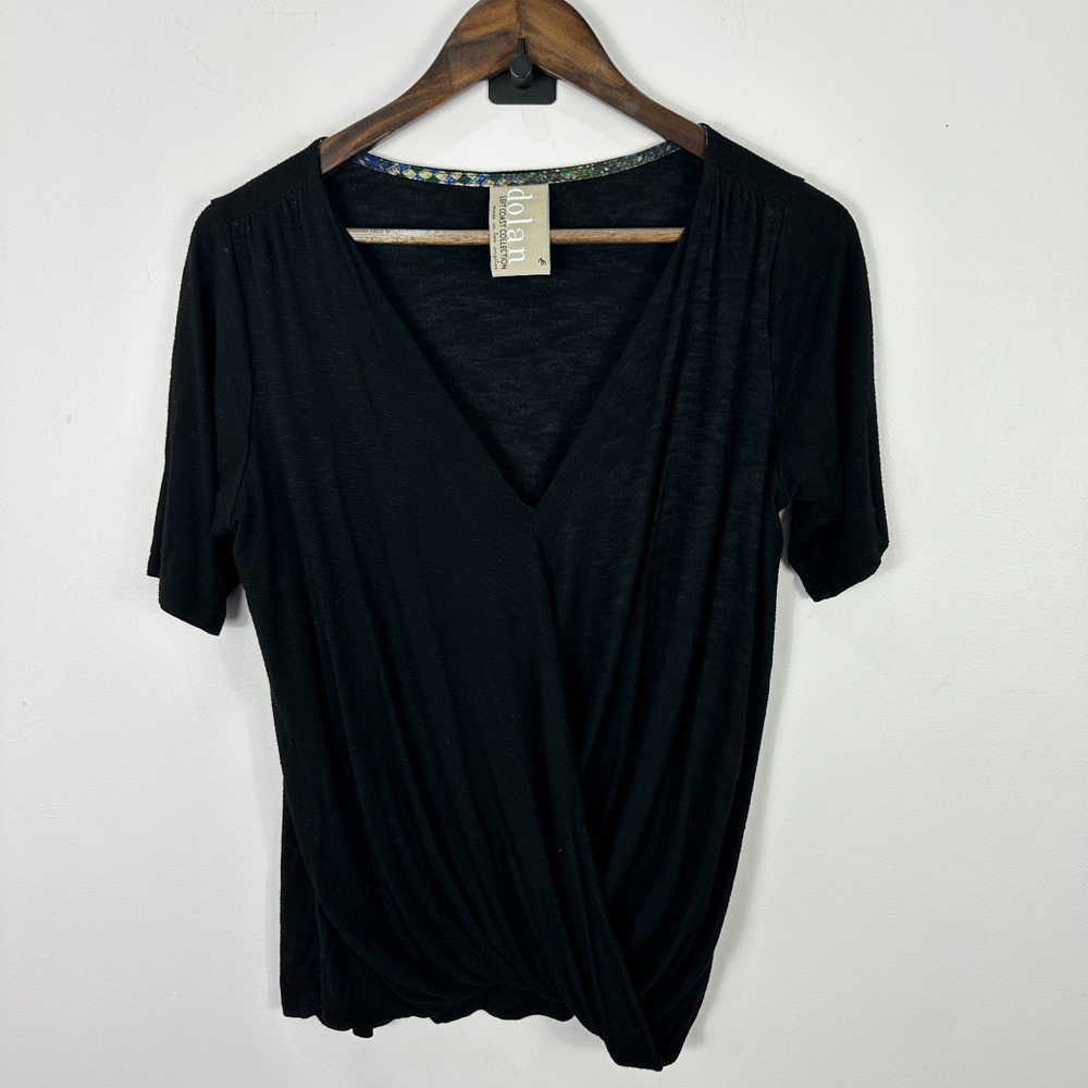 Dolan‎ Left Coast Collection Top M Black Surplice Drape Front Minimalist Boho
